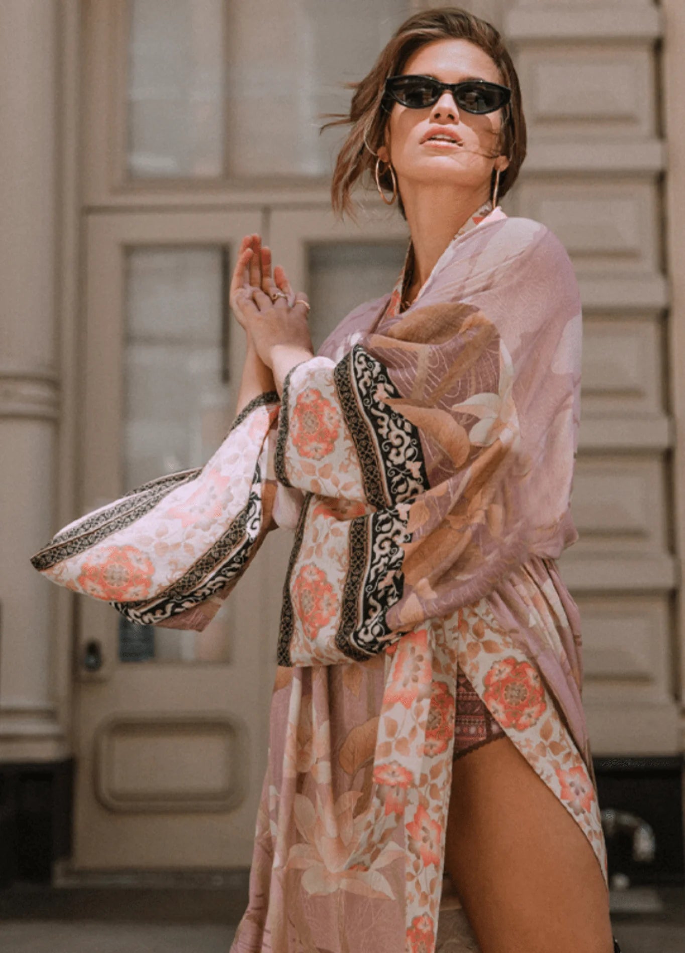 Kimono de plage Rose du soir