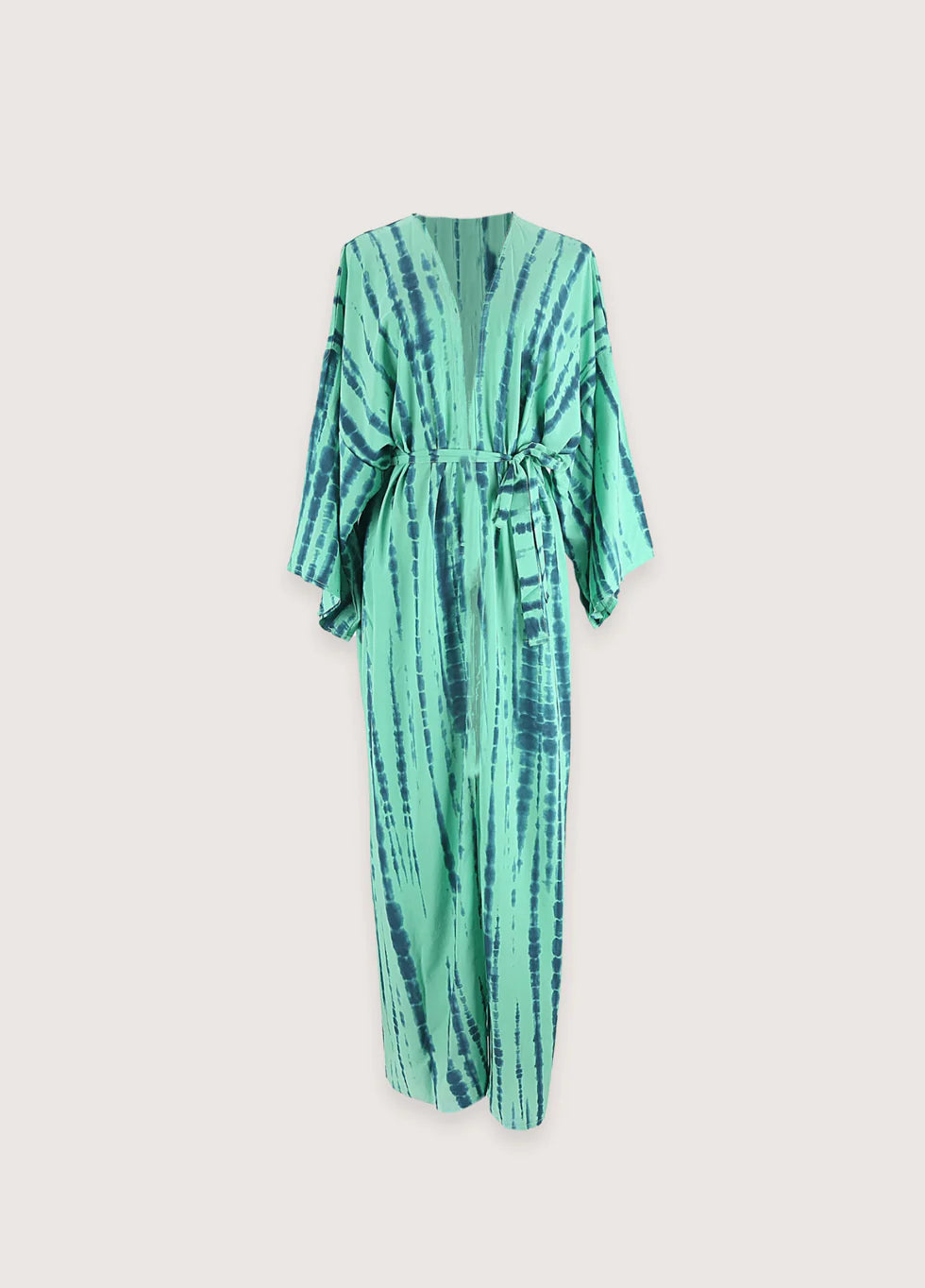 Kimono long mode bikini avec ceinture Vert claire rayé